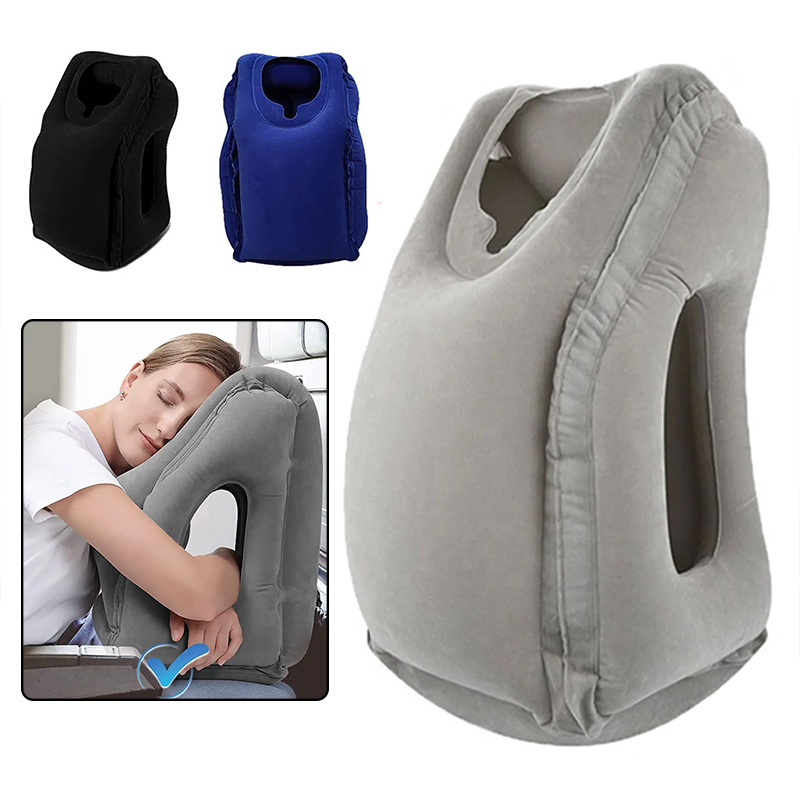 Travel Accessories Long Flight - หมอนรองคอและศีรษะแบบพกพา พับเก็บได้ สำหรับการเดินทางไกล เดินทางโดยเครื่องบิน รถยนต์ งีบหลับในออฟฟิศ
