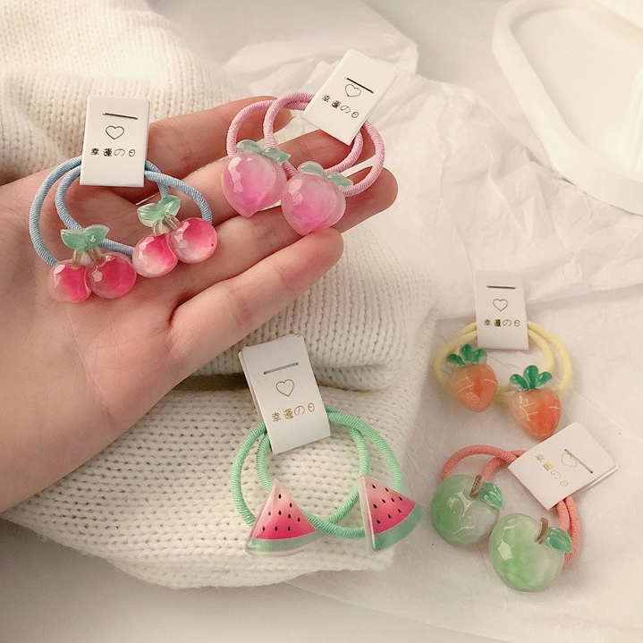 Travel Accessories Baby - ยางมัดผมรูปแครอทสำหรับเด็ก 5 คู่ ยางรัดผมแบบไม่ลื่นสำหรับเด็กผู้หญิง เครื่องประดับผมผลไม้เนื้อนุ่มสำหรับเด็กเล็ก