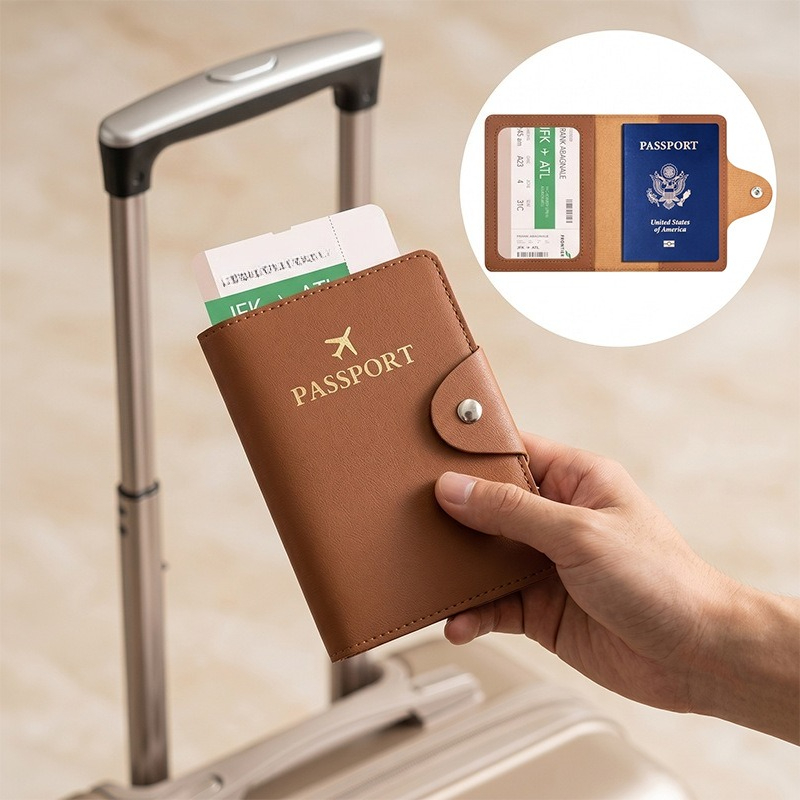Travel Accessories Wallet - กระเป๋าใส่พาสปอร์ตและบัตรต่างๆ ทำจากหนัง PU ดีไซน์ทันสมัย เหมาะสำหรับทั้งผู้หญิงและผู้ชาย ใช้ได้หลากหลาย