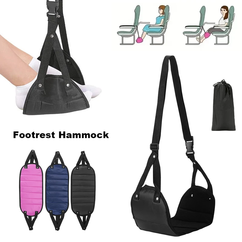 Travel Accessories Long Flight - เปลญวนพักเท้าแบบพกพาปรับได้สำหรับการเดินทางบนเครื่องบิน การเดินทางทางไกล รถบัส รถไฟ อุปกรณ์เสริมสำหรับการเดินทางในสำนักงาน สำหรับพักขาและพักเท้า
