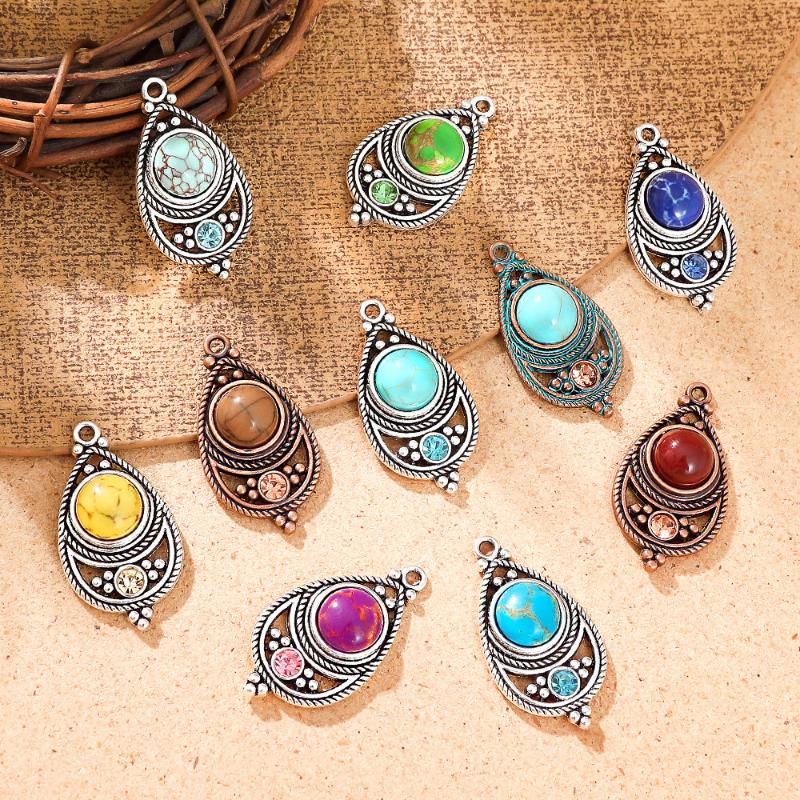 Travel Accessories Jewelry - เครื่องประดับสไตล์โบฮีเมียนวินเทจประดับด้วยหิน ปลอดภัยต่อผิวแพ้ง่าย ต่างหูและสร้อยคอสำหรับผู้หญิง เหมาะสำหรับการเดินทาง