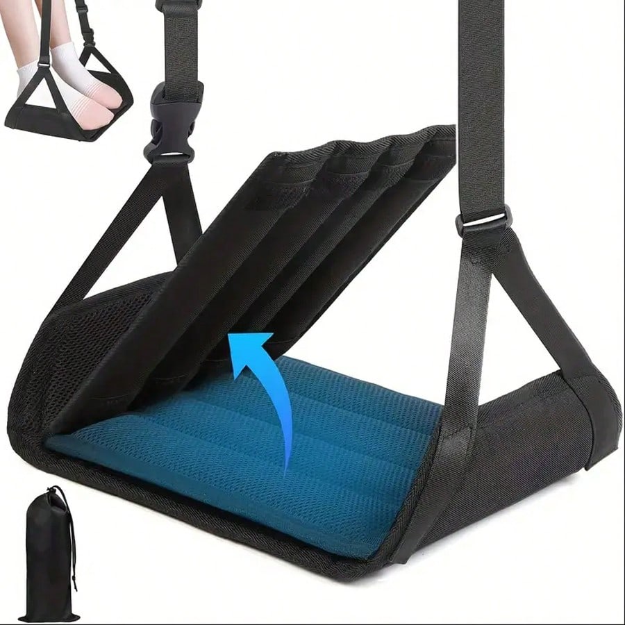 Travel Accessories Long Flight - แผ่นรองเท้าแบบถอดได้สำหรับใช้บนเครื่องบิน ปรับระดับได้ พกพาสะดวก เหมาะสำหรับใช้ในเที่ยวบินระยะไกล ที่ทำงาน และในรถยนต์