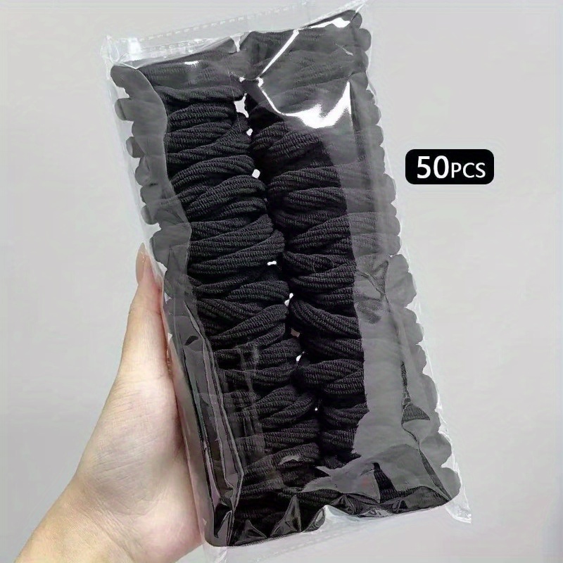 50 ชิ้น ยางรัดผมไนลอนซาตินสีดำ - Travel Accessories Aesthetic บทวิจารณ์และราคา
