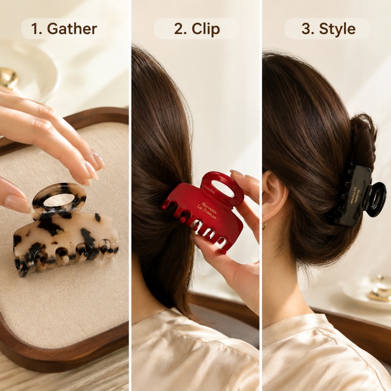 กิ๊บหนีบผมขนาดกลางแบบฝรั่งเศส  - Travel Accessories Aesthetic บทวิจารณ์และราคา